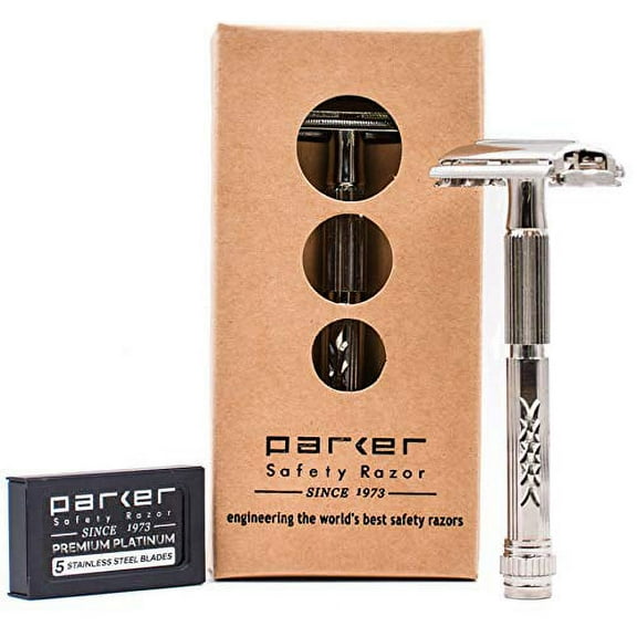 Parker Safety Razor, Model 60R Safety Razor and 5 Parker Platinum Razor Blades