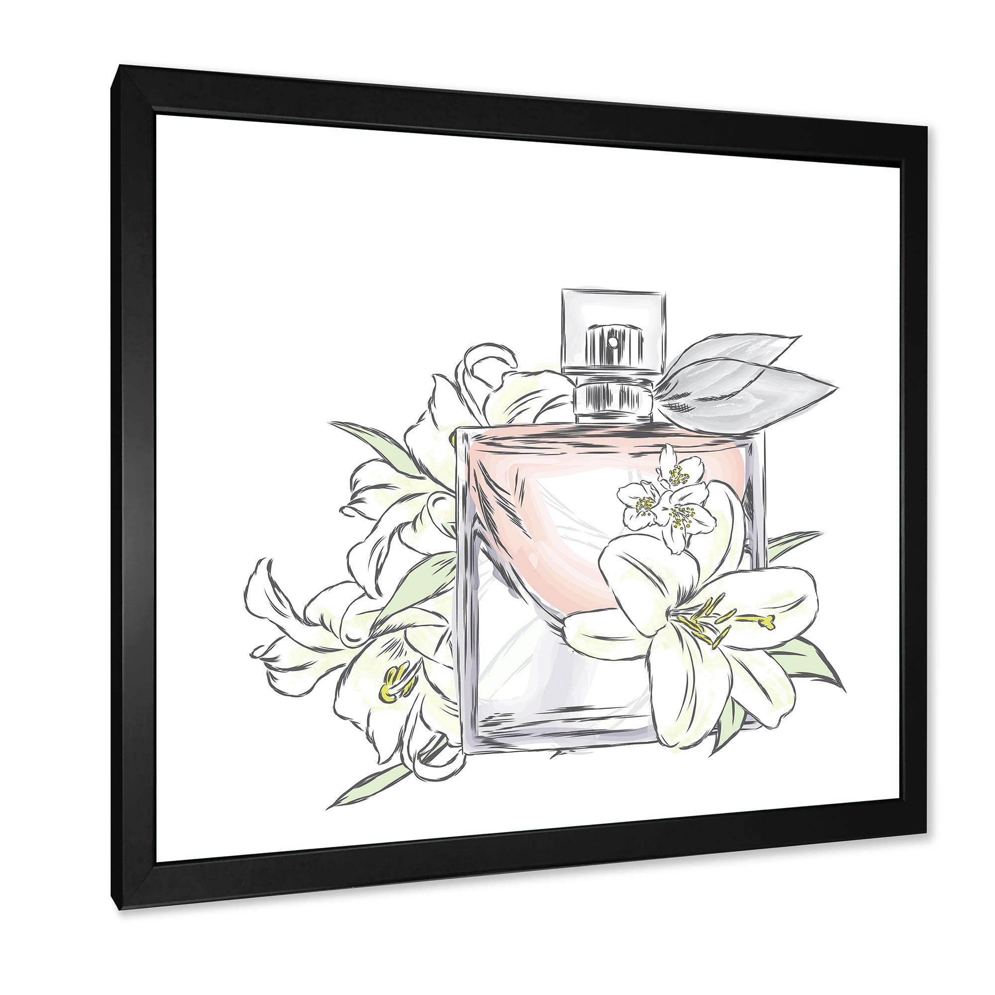 Designart 'Bouquet of Flowers and Perfume Bottle II' Traditional Framed Art Print
