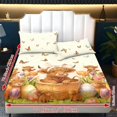 thumbnail image 2 of COEQINE Sheet Set King Size Comfort Soft Fitted Bottom Sheet Stain-Resistant Long Lasting Bedding Set with Deep Pockets for King Size Bed, Easter Highland Cow Bunny Ears Egg Butterfly, 2 of 5