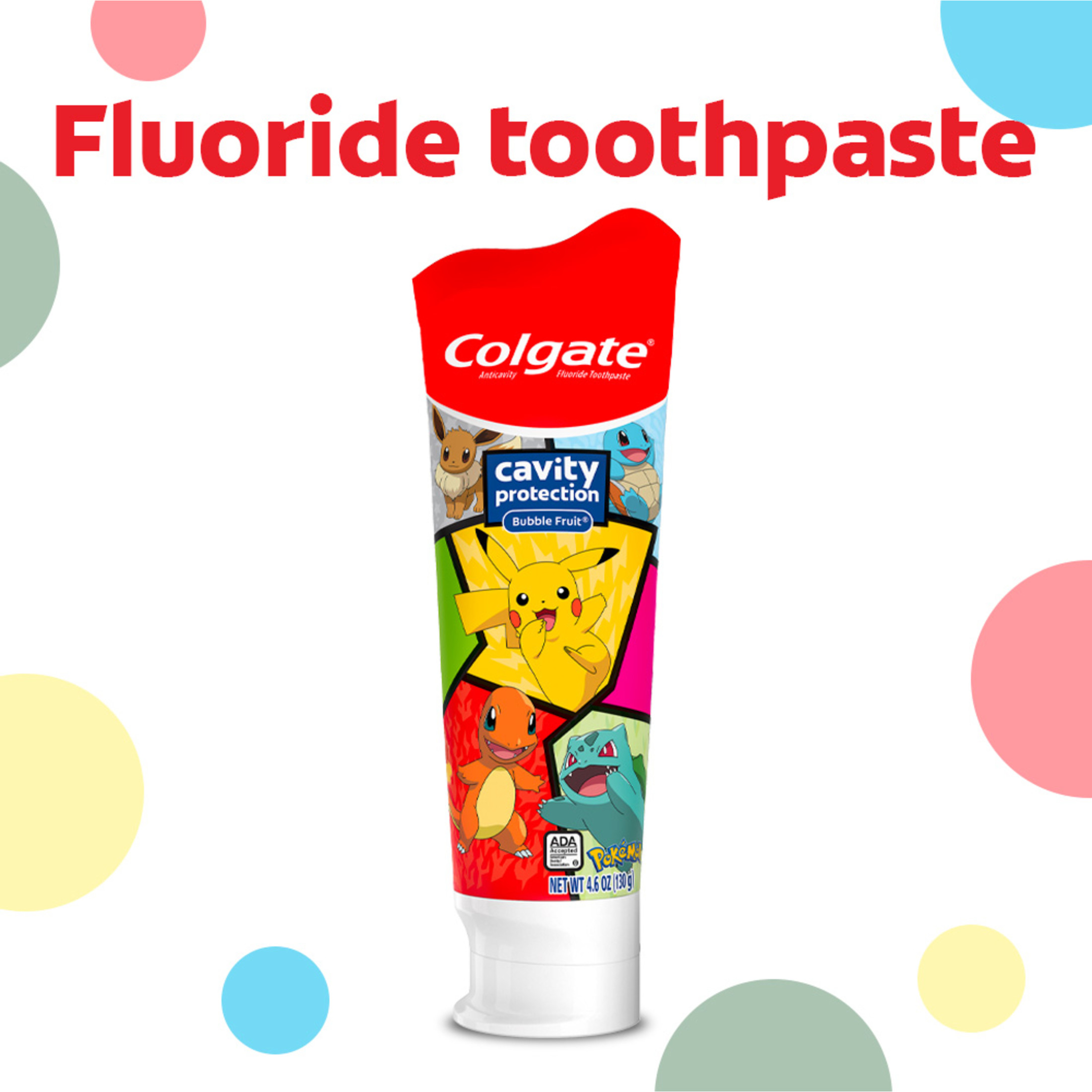 Colgate Pokemon Kids Toothpaste with Fluoride, Kids Cavity Protection Toothpaste, Mild Bubble Fruit Flavor, 4.6 Oz Tube - image 2 of 12
