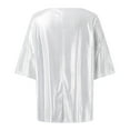thumbnail image 4 of Lixiuxyad Women'S T-Shirts Women's Loose Large Size Round Neck Solid Color Bright Short Sleeve T Shirt,Silver XXL, 4 of 5