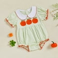 thumbnail image 5 of Mercatoo Baby Girls Short Sleeve Rompers Cute Pumpkin Halloween Collar Neck Bodysuit Clothes Toddler Lightweight Knit Tops, 5 of 5