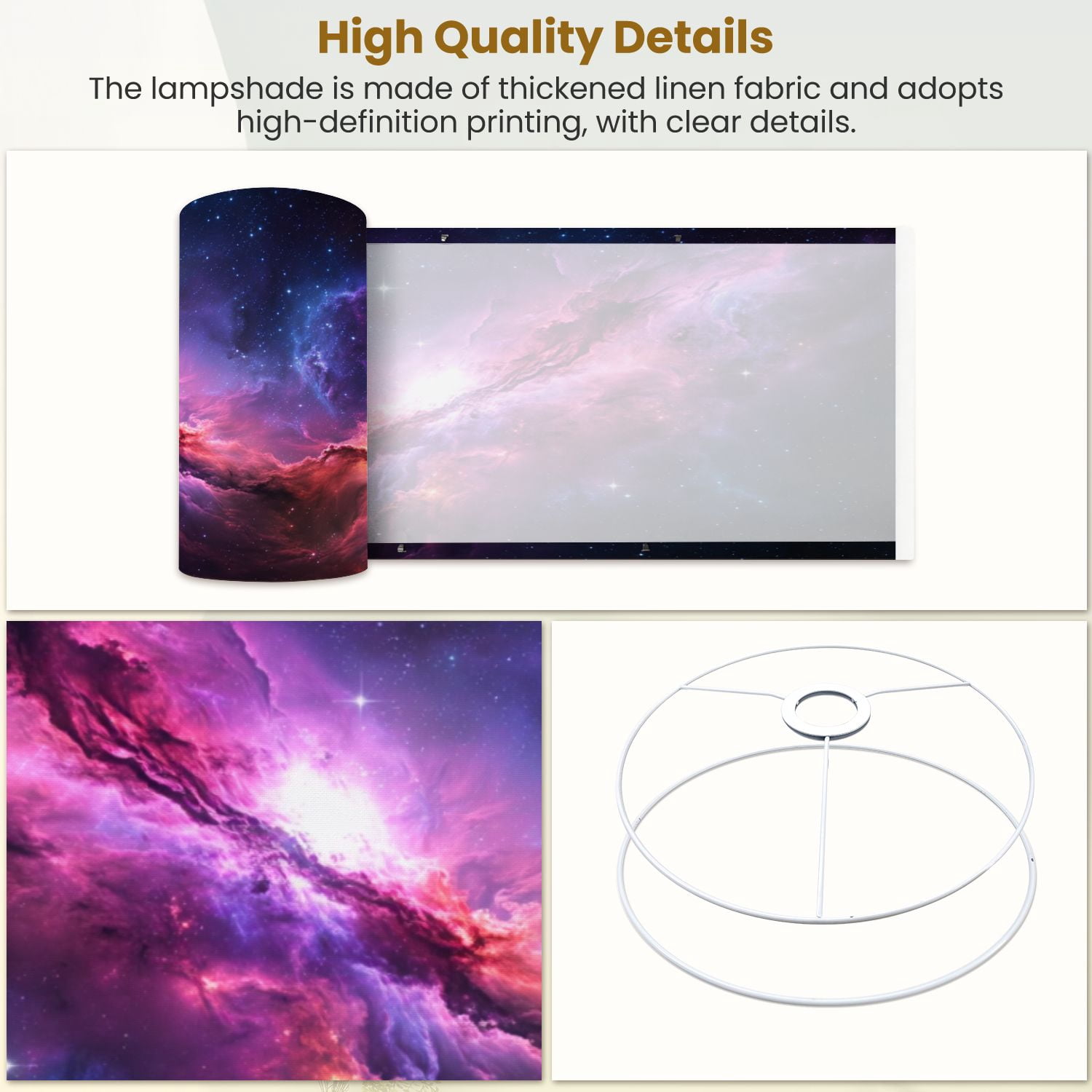 Space Linen Drum Lampshades Galaxy Nebula Outer Space Interstellar Astronomy Universe 13"x13"x10" Light Shade for Table Lamps Floor Lamps Drum Lamp Shades Lampshade Replacement Assembly Required