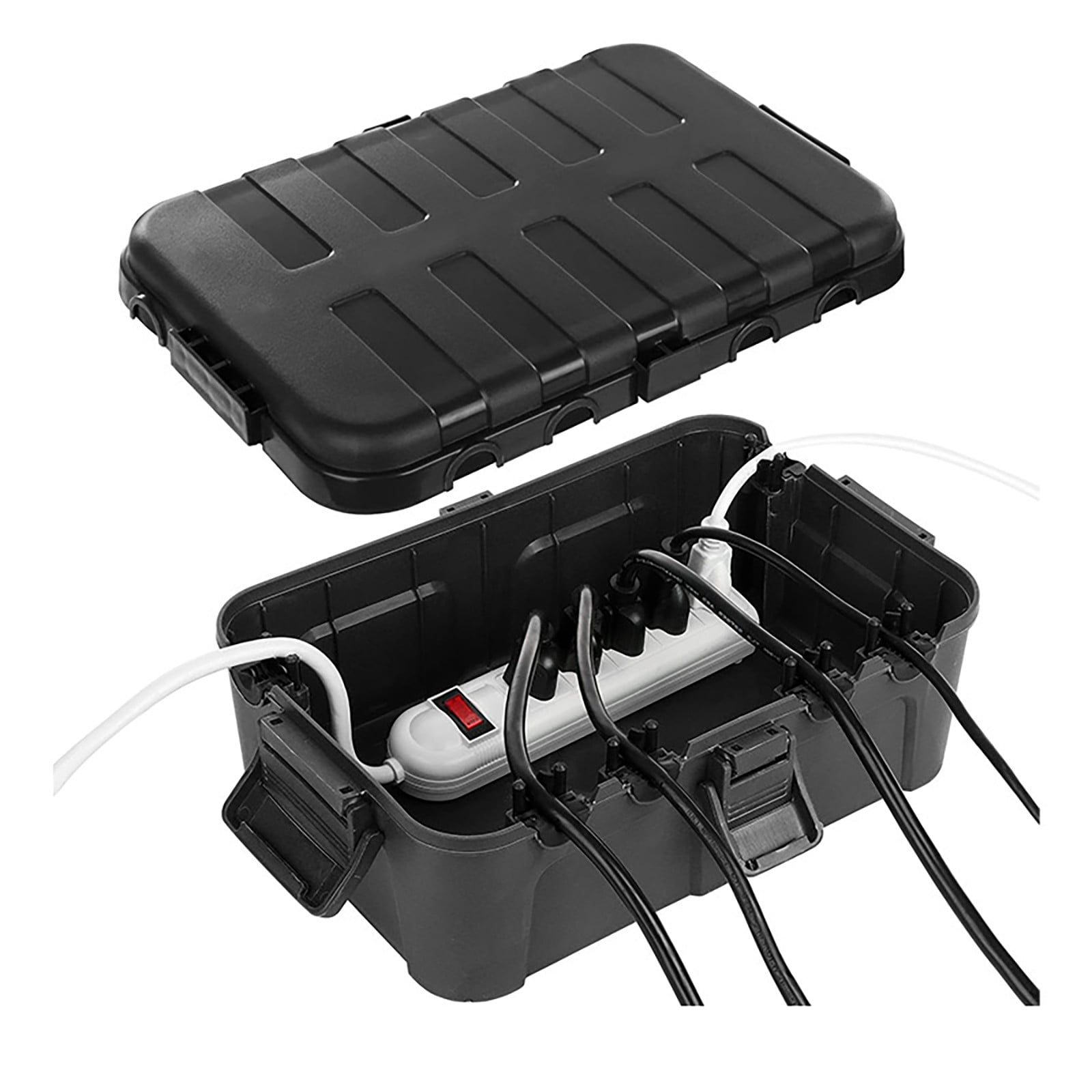 WIFKLSIIPG Rallonge Électrique Extérieure Extra Grand (32 X 22 X 13 cm) IP54 Couvre-Cordon Prise Minuterie Barre d'Alimentation (Noir)