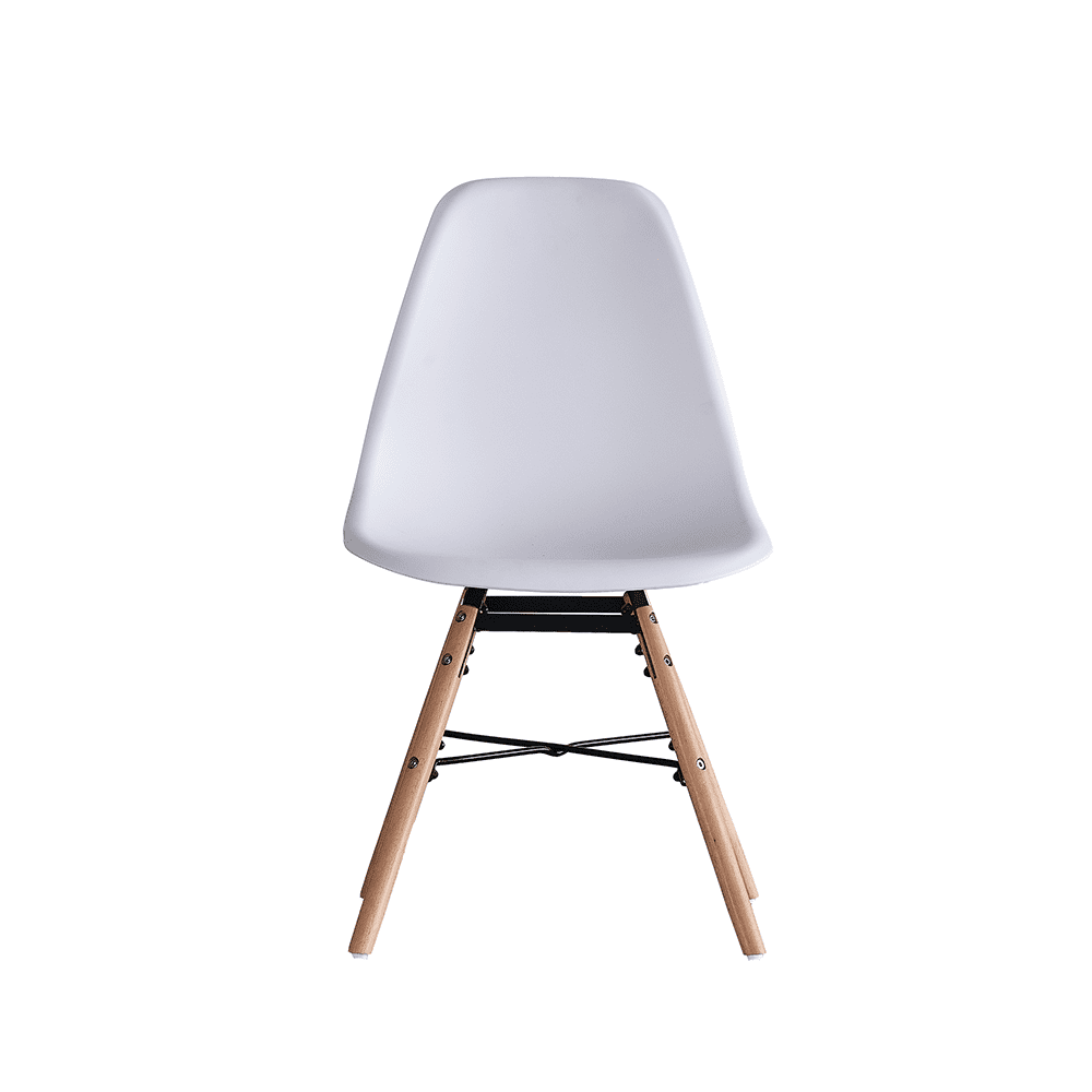 Kepooman Retro Plastic Shell Chairs with Solid Wood Legs, Set of 4, White