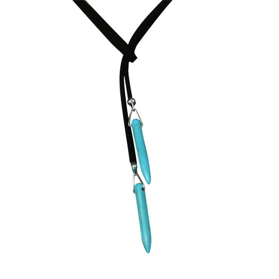 YIEMEEN Turquoise Necklace 2 Strand Choker with Turquoise Charm Bohemian Jewelry Natural Blue Stone Lariat Wrap
