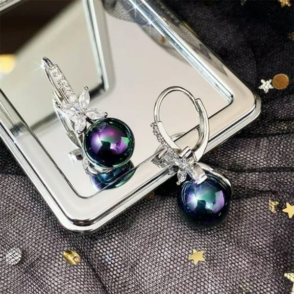 Fashion Jewelry Black Pearl 925 Silver Drop Earring Women Gift A Pair