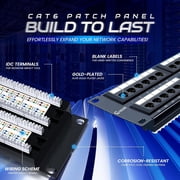 48 Port Patch Panel Cat6 Rackmount RJ45 Network Patch Panel 2U Unshielded Punch Down Rack Easy to Install Color Coded Labels