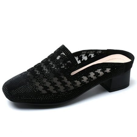 

Baotou Half Slippers Women‘s Shoes 23 Summer New Outfit Fashion Mesh Soft Sole Slip-on Sandals for Mother Plus Size