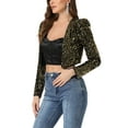thumbnail image 4 of INSPIRE CHIC Women's Party Shiny Sequin Long Sleeve Open Front Shrug Cropped Jacket L Black Gold, 4 of 6