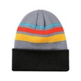 thumbnail image 1 of TOPTIE Bonnet Tricoté à Rayures Multicolores Hiver Doux Unisexe Bonnet de Sport avec Pompon-Noir, 1 of 8