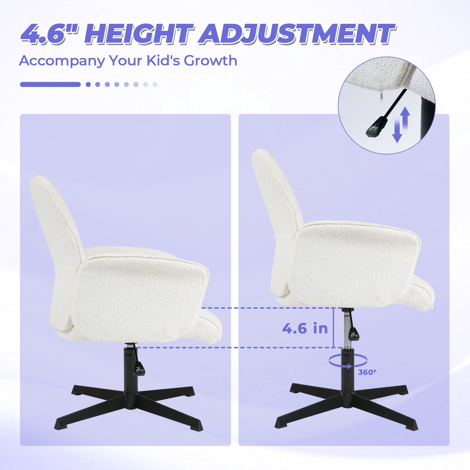 Homy Casa Teen Children Students Study Desk Chair, Adjustable Height Swivel Computer Chair in Home Bedroom School, Beige