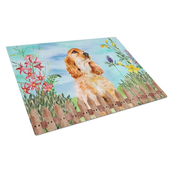 Caroline's Treasures Cocker Spaniel Spring Glass Cutting Board Large