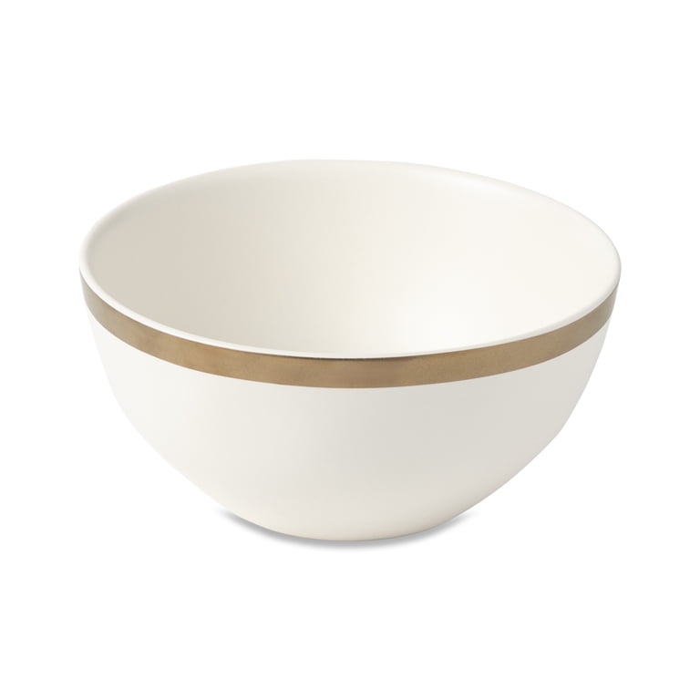 Thyme & Table Everest Ceramic Bowl Set, Off-White with Gold Rim photo 2