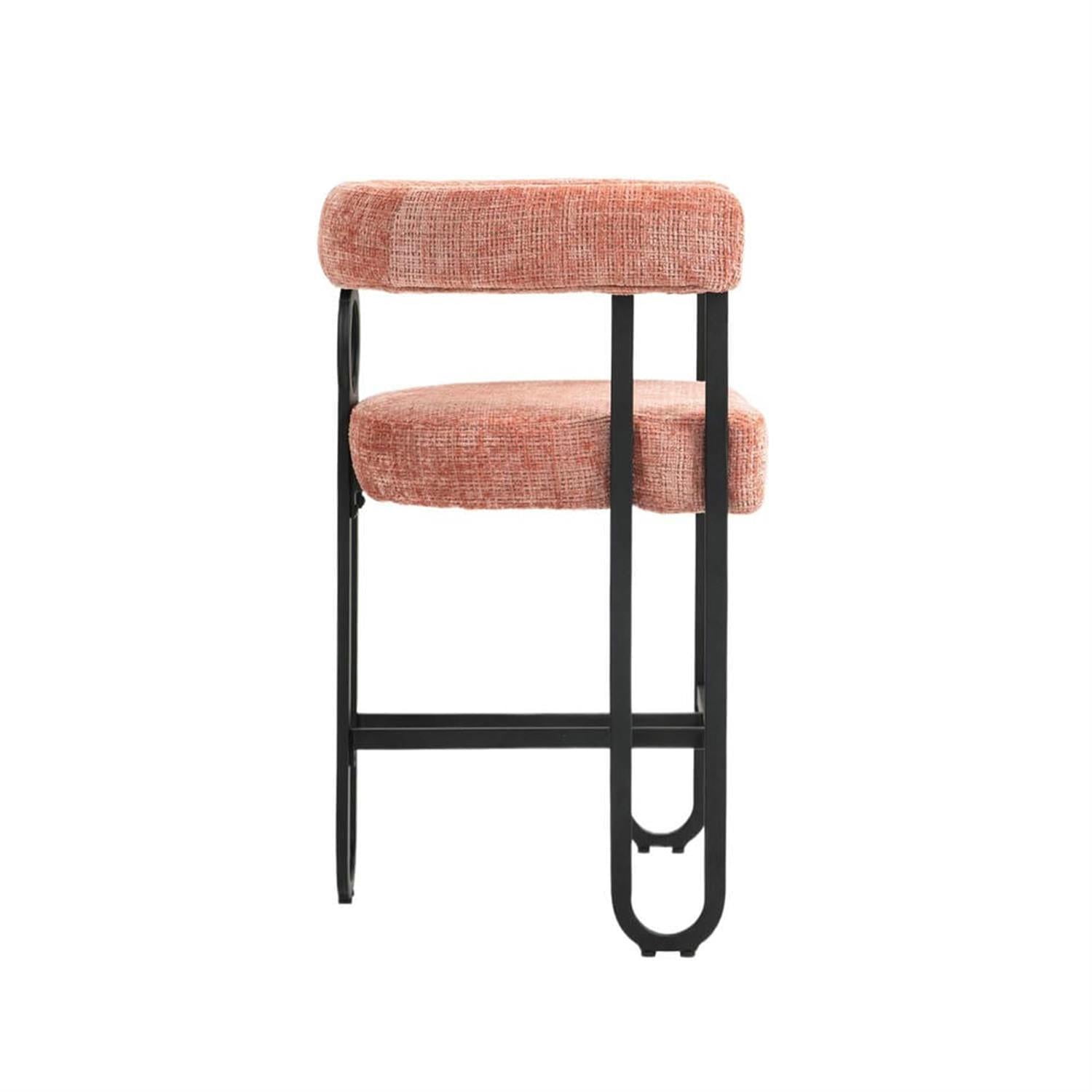 Demi Bonn 34" Counter Height Bar Stools Set of 2, Upholstered Barstools with Back, Kitchen Island Countertop Chairs for Dining Room, Pink