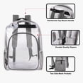 thumbnail image 4 of Trailmaker Clear See Through Backpack| Transparent Clear Backpack Bags Stadium Approved for Mens, Women, Travel (Gray), 4 of 7