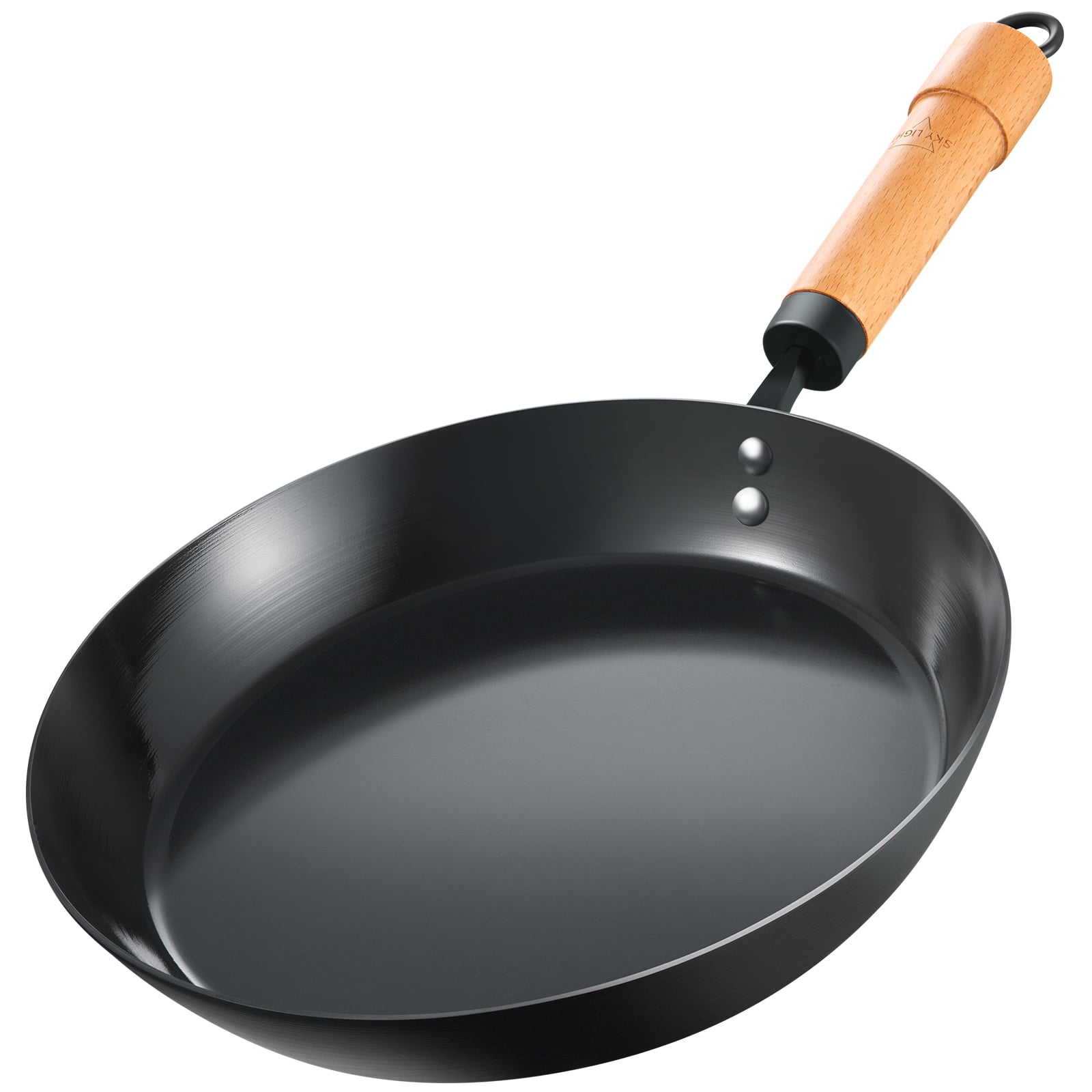 Carbon Steel Skillet, 11 Inch Black Iron Pans with Detachable Wooden  Handle, No Nonstick Coating Frying Omelette Pan - Compatible Induction