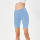 thumbnail image 1 of MKLEKYY Pantalones Cortos De Mezclilla Para Mujer, De Moda, De Cintura Alta, Elásticos, Deportivos, Con Bolsillo, Para Fitness, Pantalones Cortos De Ciclismo De Cinco Puntos, De Mezclilla, 1 of 4