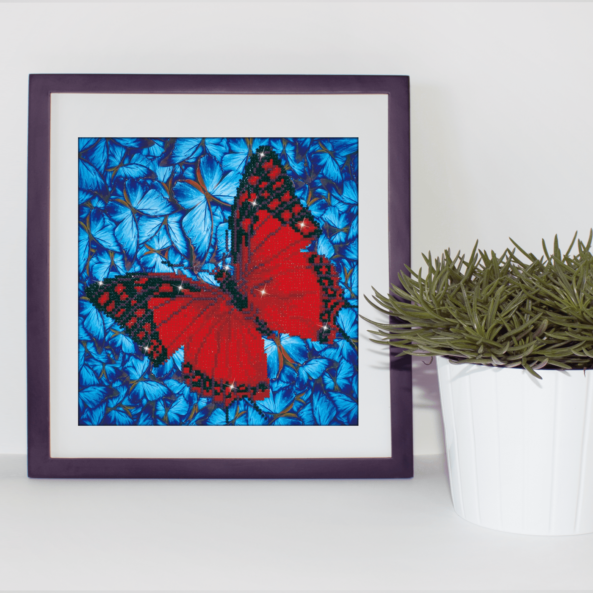 Diamond Dotz Flutter by Red with Frame Butterfly Diamond Painting Kits for Adults - Diamond Art Kits a Relaxing Creative Craft Kit with Dotz Gems 12"x12"