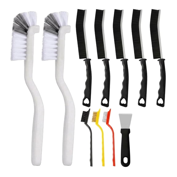 11Pcs Crevice Cleaning Brush Set, Hard Bristle Cleaning Supplies for Kitchen, Bathroom, Corner, Grout, Sink, Cup, Teapot, Bottle & Blender