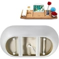 thumbnail image 4 of 59" Streamline G-39-190-BBR Soaking Glossy White Freestanding Tub and Tray With Internal Drain in Brushed Brass, 4 of 8