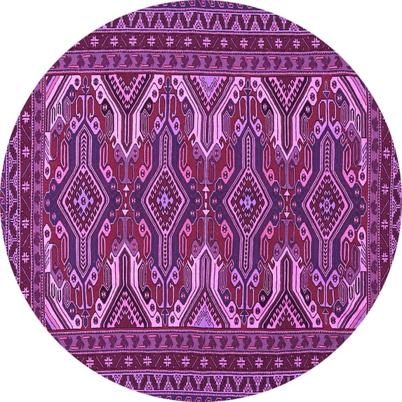 Ahgly Company Machine Washable Indoor Round Persian Purple Traditional Area Rugs, 3' Round