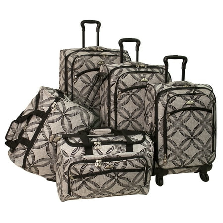 American Flyer Silver Clover 5 Piece Spinner Luggage Set
