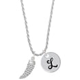 thumbnail image 1 of Delight Jewelry Silvertone Large Crystal Sabre Tooth Silvertone Script Initial Disc - L - Charm Necklace, 20"+3", 1 of 4