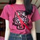 thumbnail image 5 of Camiseta de Mujer Ticfox Manga Corta Ajuste Holgado Diseño Casual Rosa Rojo L, 5 of 13