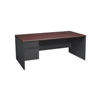 HON H38294L.N.S 38000 Series 72 in. x 36 in. x 29.5 in. Left Pedestal Desk - Mahogany/Charcoal