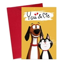 WaaHome Cute Pet Valentines Card for Him Her - Funny Dog-Cat Valentines Day Cards for Women Men Pet Love Card for Boyfriend Girlfriend Husband Wife Vday Gift with Envelope