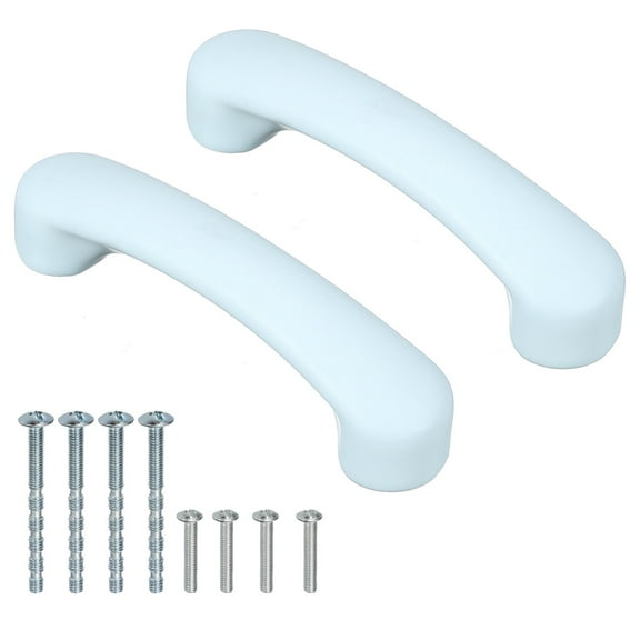 Uxcell 2 Pcs Blue Ceramic Cabinet Handles Arch Shaped Drawer Pulls, 4.5 x 1 x 1.2 Inch Cute Kitchen Cabinet Handles Hardware for Kitchen Cupboard Dresser Drawer Nursery Decor