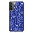 thumbnail image 1 of DistinctInk Clear Shockproof Hybrid Case for Galaxy S21+ PLUS 5G (6.7" Screen) - TPU Bumper, Acrylic Back, Tempered Glass Screen Protector - Dark Blue White Floral, 1 of 2
