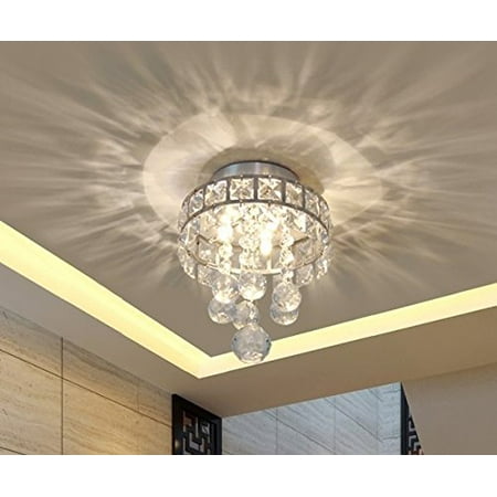 Mini Style 3-Light Chrome Finish Crystal Chandelier Pendent Light for Hallway,Bedroom,Kitchen,Kids Room,Bulb