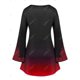 thumbnail image 2 of Camiseta Talla Extra Cruzada Manga Campana Estampada Retro Rosegal  Mangas largas de talla grande, 2 of 5