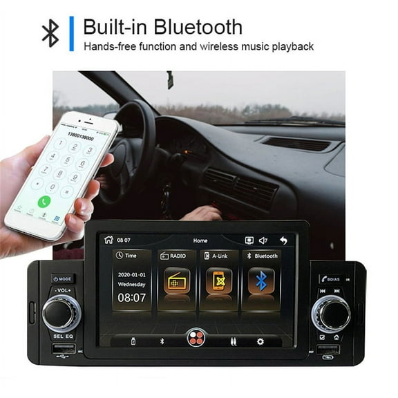 5" 1Din Touch Screen Car Radio Stereo Player with Bluetooth MP5 FM USB AUX TF Dash