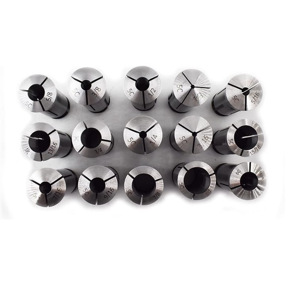 waltyotur 5C Circular Collet 1/8-1 Inch Steel Spare Collet for CNC Milling Lathe Tool Work Holding Engraving Machine 15Pcs
