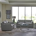 thumbnail image 5 of Coaster Grayson 2-Piece Sloped Arm Upholstered Leather Sofa Set in Gray, 5 of 5