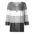 thumbnail image 3 of JULMCOMO Womens Summer Tops 2024 Casual Dressy Blouses Striped Print Button Up V-Neck Fashion T-Shirts 3/4 Sleeve Tunic Tops, 3 of 5