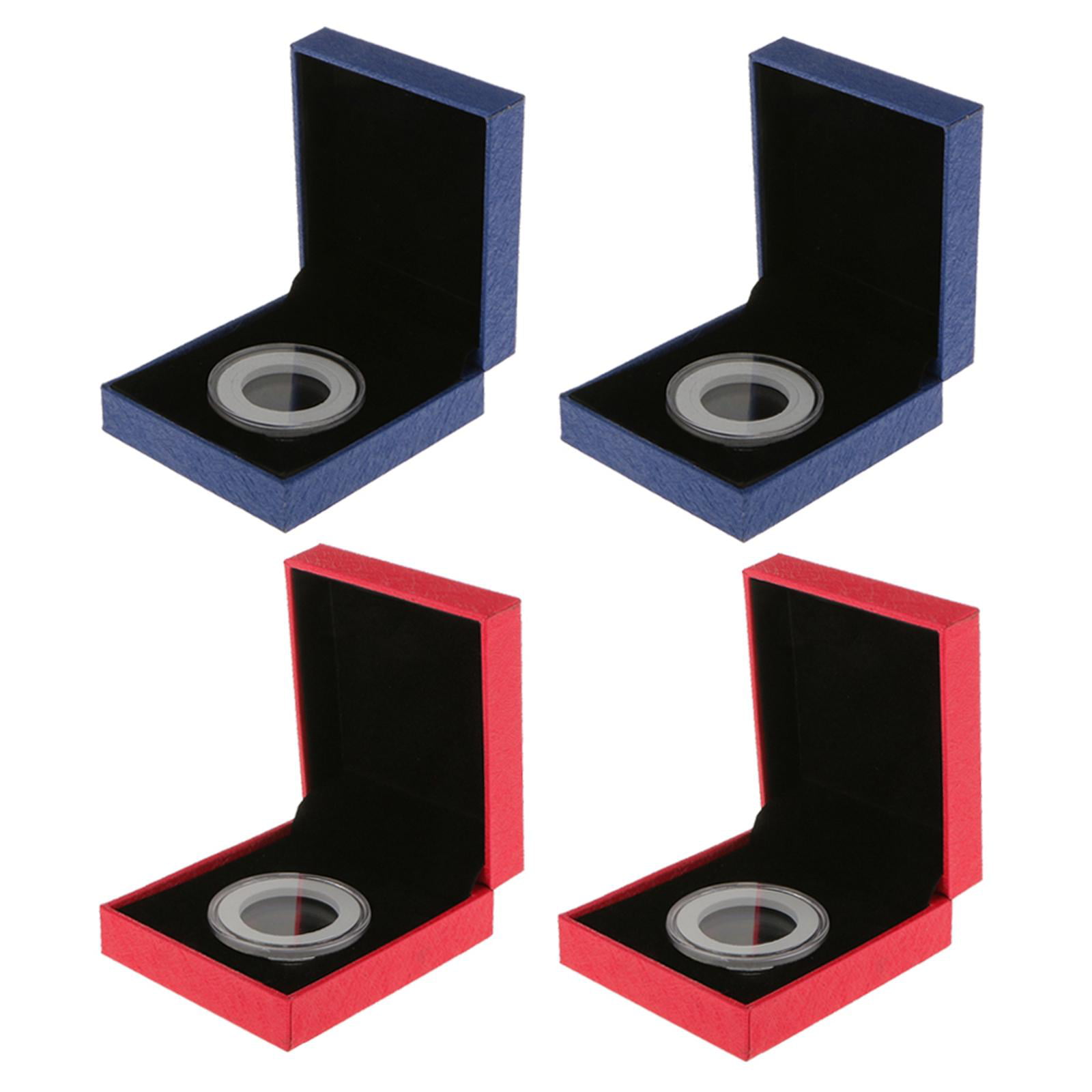 Fancy Single Coin Holder Display for 38MM Coin Collection Case Gift Box Blue 