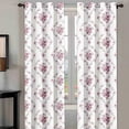 thumbnail image 2 of 2 Panels Pink Floral Grommet Curtains, 52x84 Inch Vintage Rose Print Light Filtering Window Drapes for Home Decor, 2 of 7