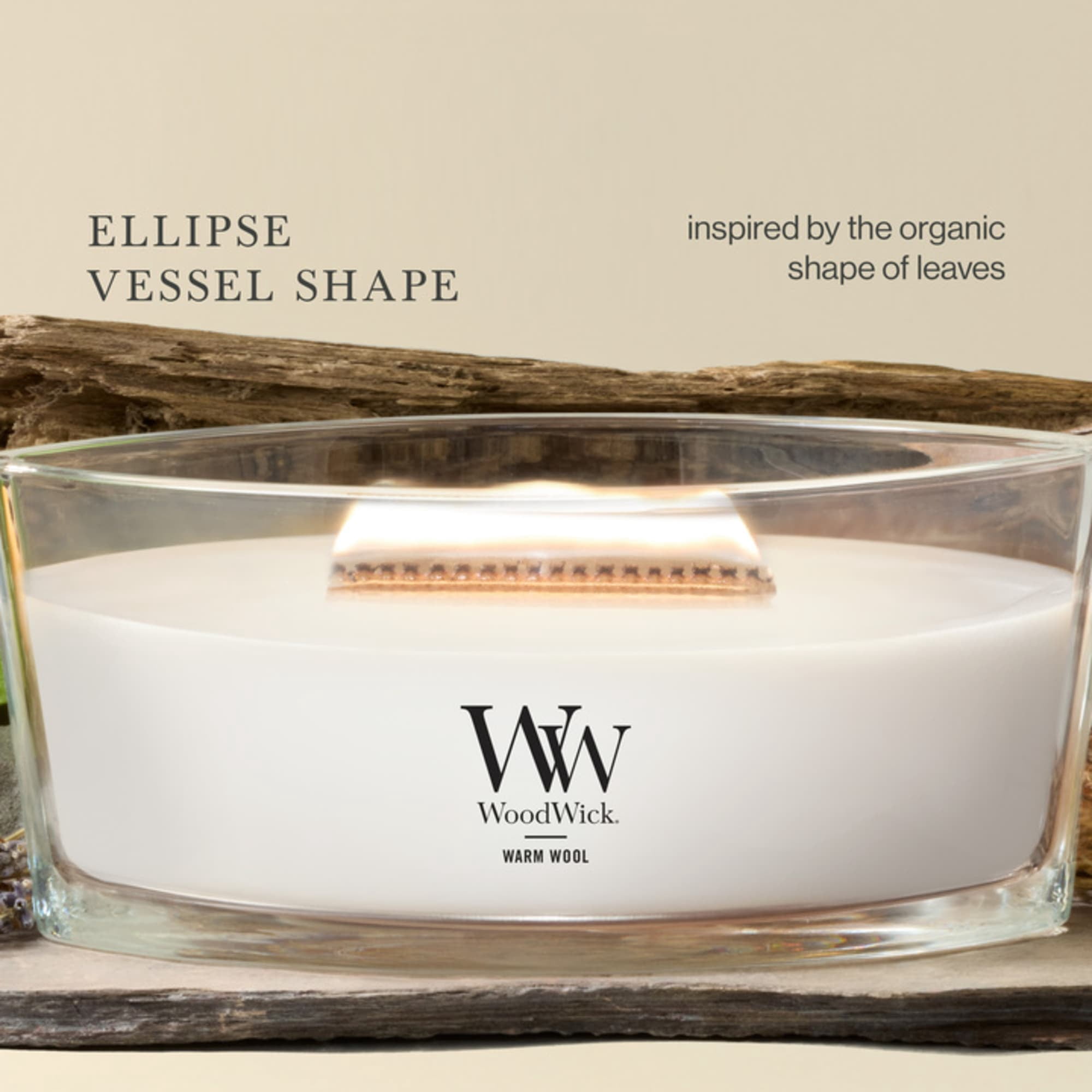 (4 pack) WoodWick Warm Wool Ellipse Candle
