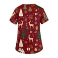 thumbnail image 4 of Stichou Women's Christmas Scrubs Tops with Pockets Reindeer Christmas Tree Print Nursing Working Uniforms Short Sleeve Holiday V-Neck Comfy Stretchy Scrub Plus Size Red L, 4 of 5