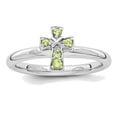 thumbnail image 1 of Ladies Sterling Silver Rhodium Peridot Cross Ring, 1 of 4