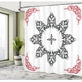 thumbnail image 5 of Ambesonne Ethnic Shower Curtain, Tattoo Circular Vector, 69"Wx84"L, Black White and Ruby, 5 of 5