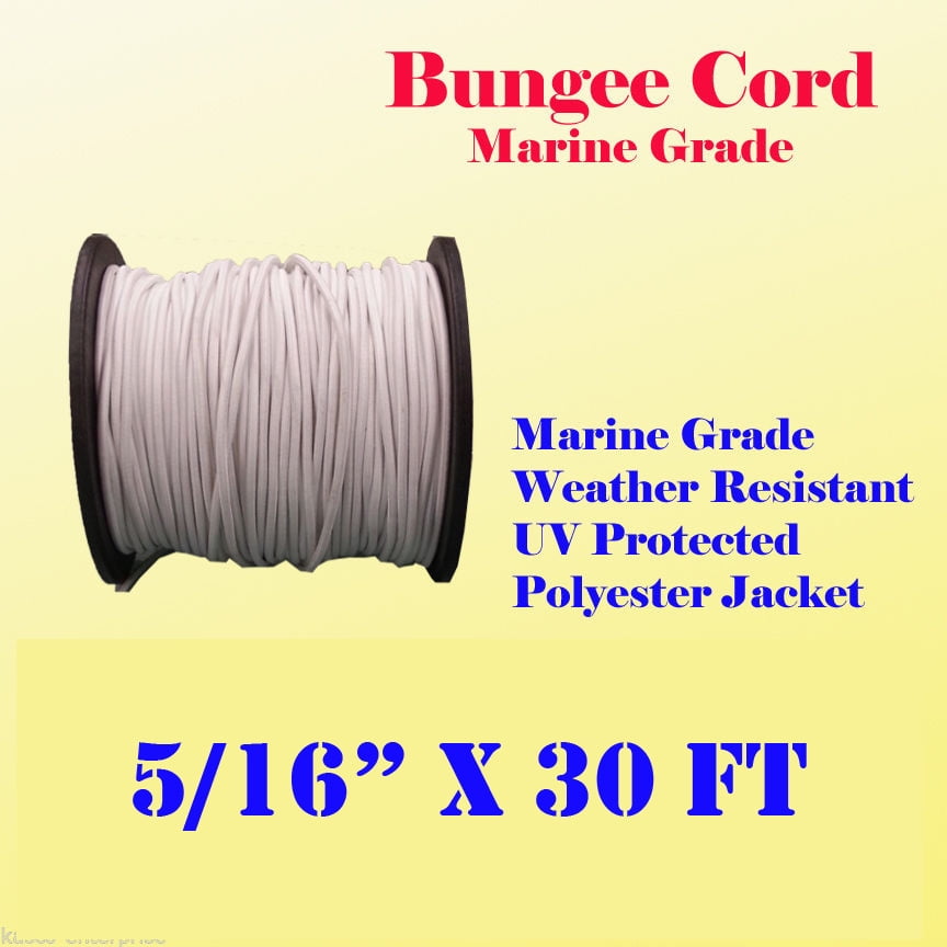 MTP 5/16' x 30 Ft (10 Yard) Premium Marine Grade Bungee Shock Stretch Cord UV White Camping Boat Marine(NOT for face cover making, NO Spool)