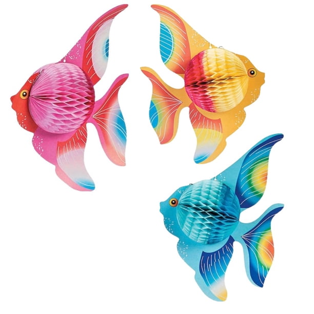 3 piezas de decoraciones colgantes de peces de papel para fiestas, decoración colgante de peces tropicales para fiestas, decoración de aventuras bajo el mar para el hogar, la escuela o la