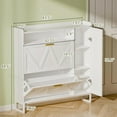 thumbnail image 2 of White Shoe Cabinet with 2 Flip Drawers Door, 43"W Hidden Shoe Organizer Cabinet Storage for Entryway, Closet, Boot, Adjustable Shelves, Narrow Shoe Rack Freestanding Cupboard, At Least 20 Pair, 2 of 9