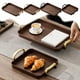 thumbnail image 1 of Bandeja de reposabrazos de sofá de PVC - Bandeja de servir de grado alimentario para el salón, contiene tazas de té, aperitivos, fruta • Antideslizante • Fácil de limpiar • Marrón • 13x8 pulgadas o, 1 of 6