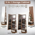 thumbnail image 6 of Giantex 360° Swivel Jewelry Cabinet, Standing Jewelry Armoire Organizer w/LED Light, Full Length Mirror & Dressing table, Walnut, 6 of 9